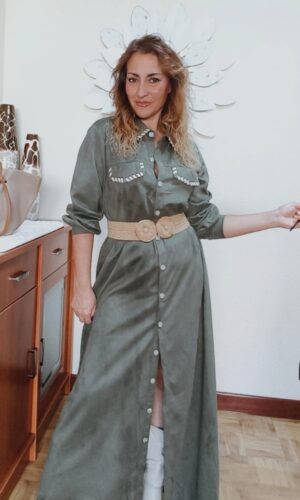 Vestido camisero de antelina