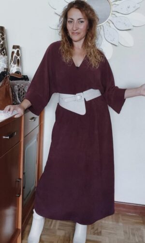 Vestido talla grande burdeos