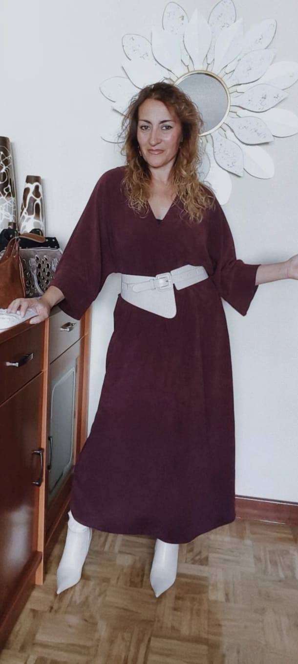 Vestido talla grande burdeos