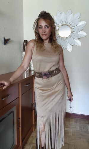 Vestido flecos antelina