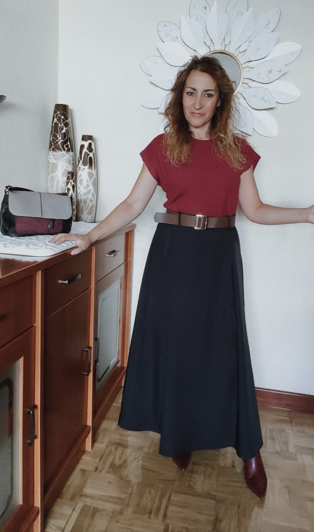 Vestido combinado con cinturón - Imagen 3