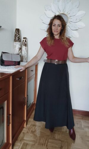 Vestido combinado con cinturón