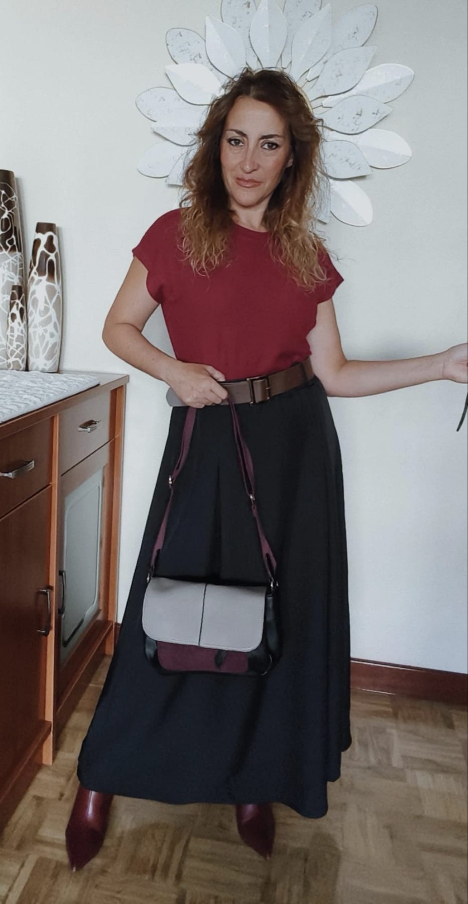 Vestido combinado con cinturón - Imagen 4