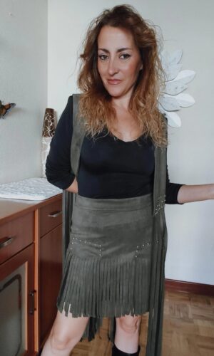 Falda flecos antelina