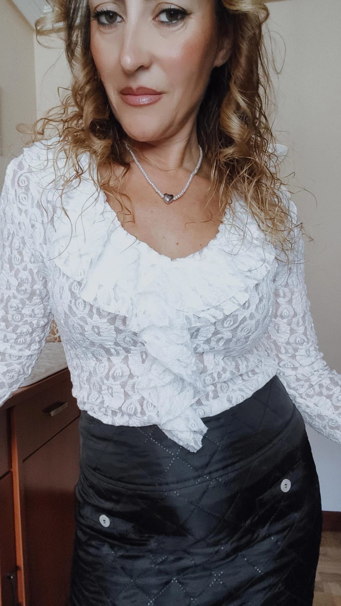 Camiseta volantes y encaje blanca - Imagen 4