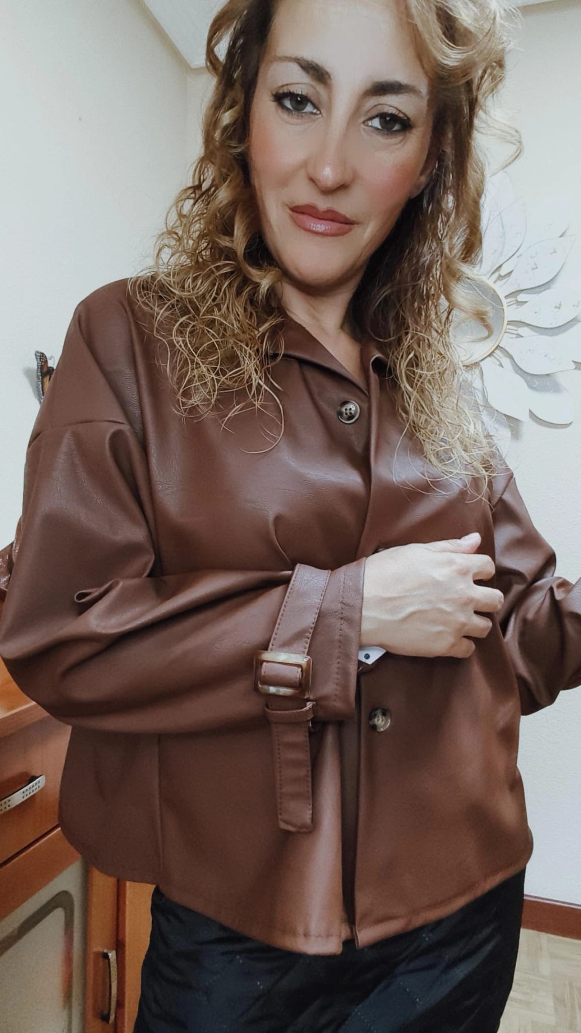 Camisa polipiel marrón - Imagen 3