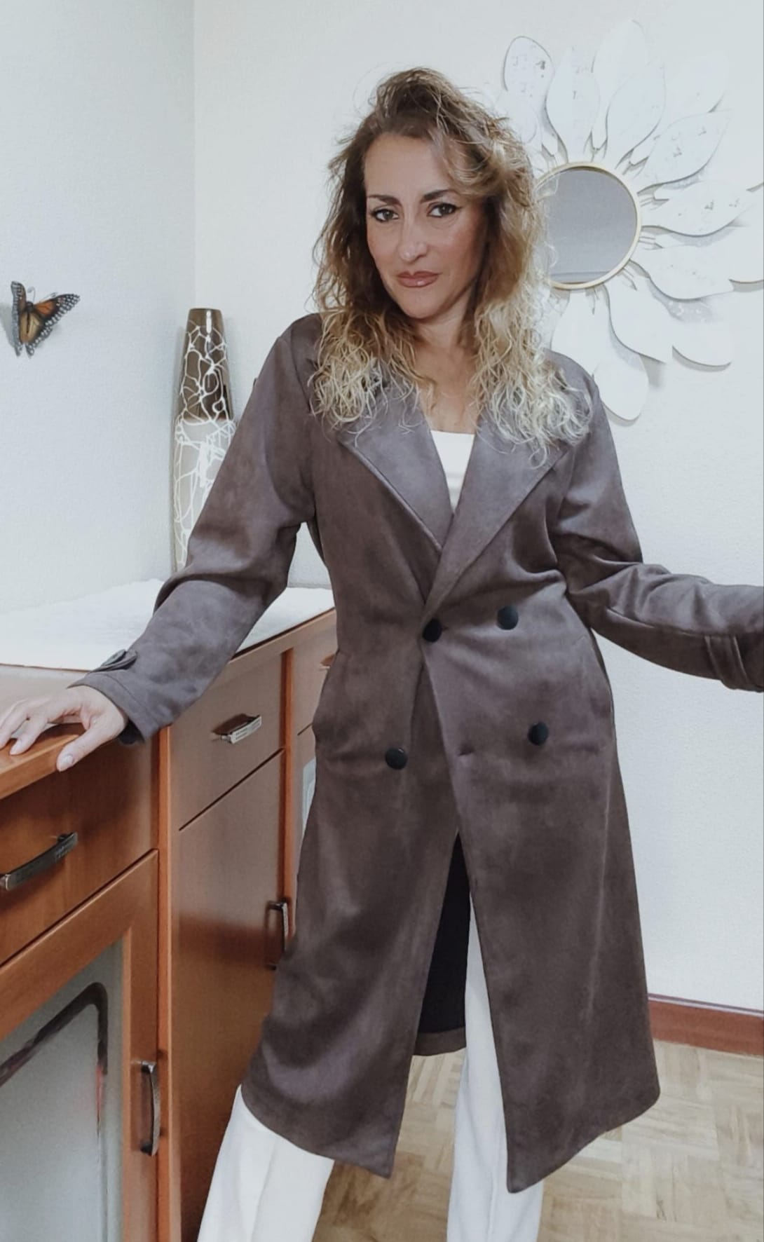 Gabardina antelina chocolate - Imagen 3