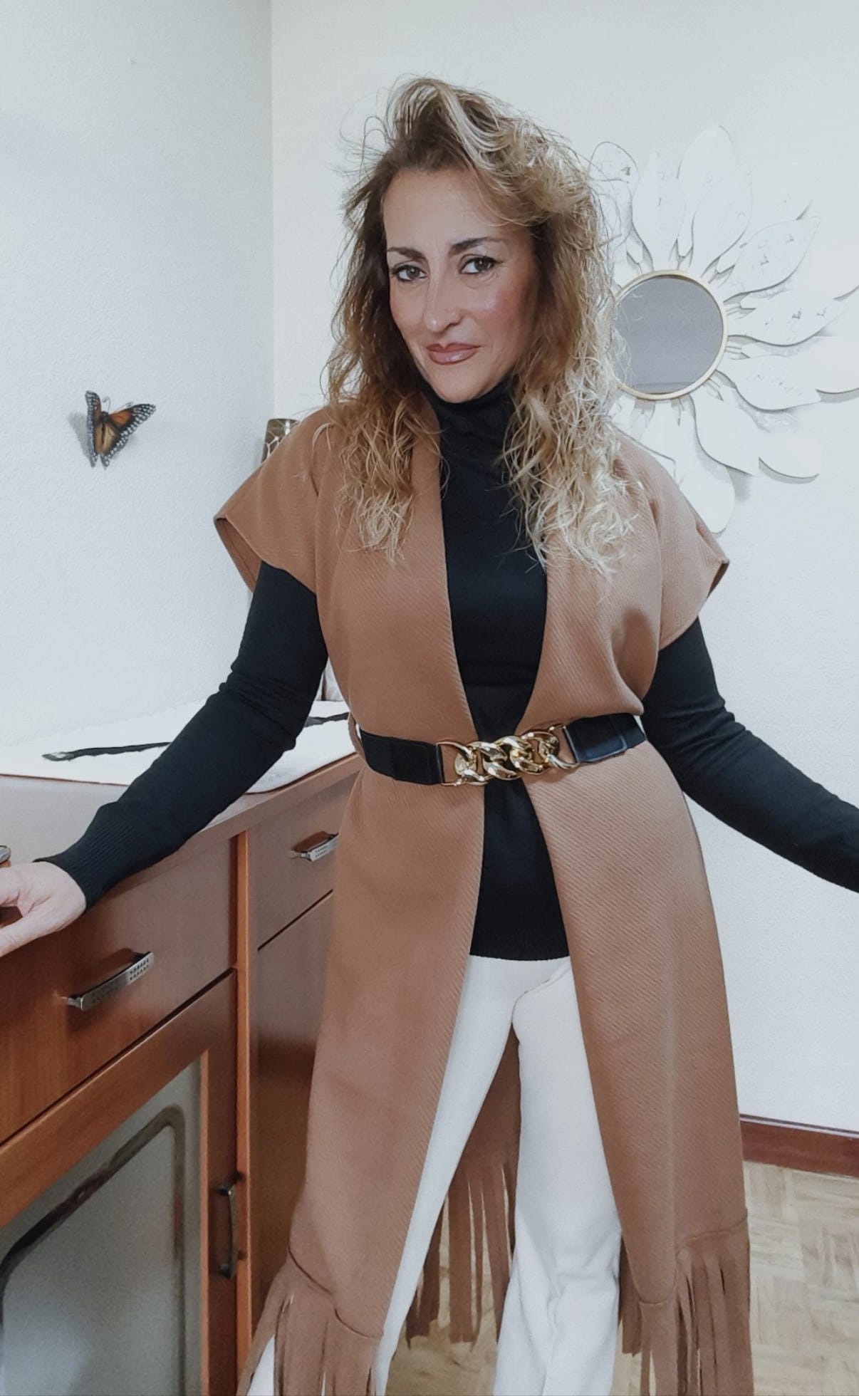 Chaleco de paño con flecos - Imagen 2