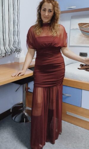 VESTIDO DRAPEADO BURDEOS