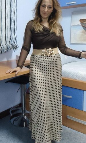 Falda raso lunares chocolate