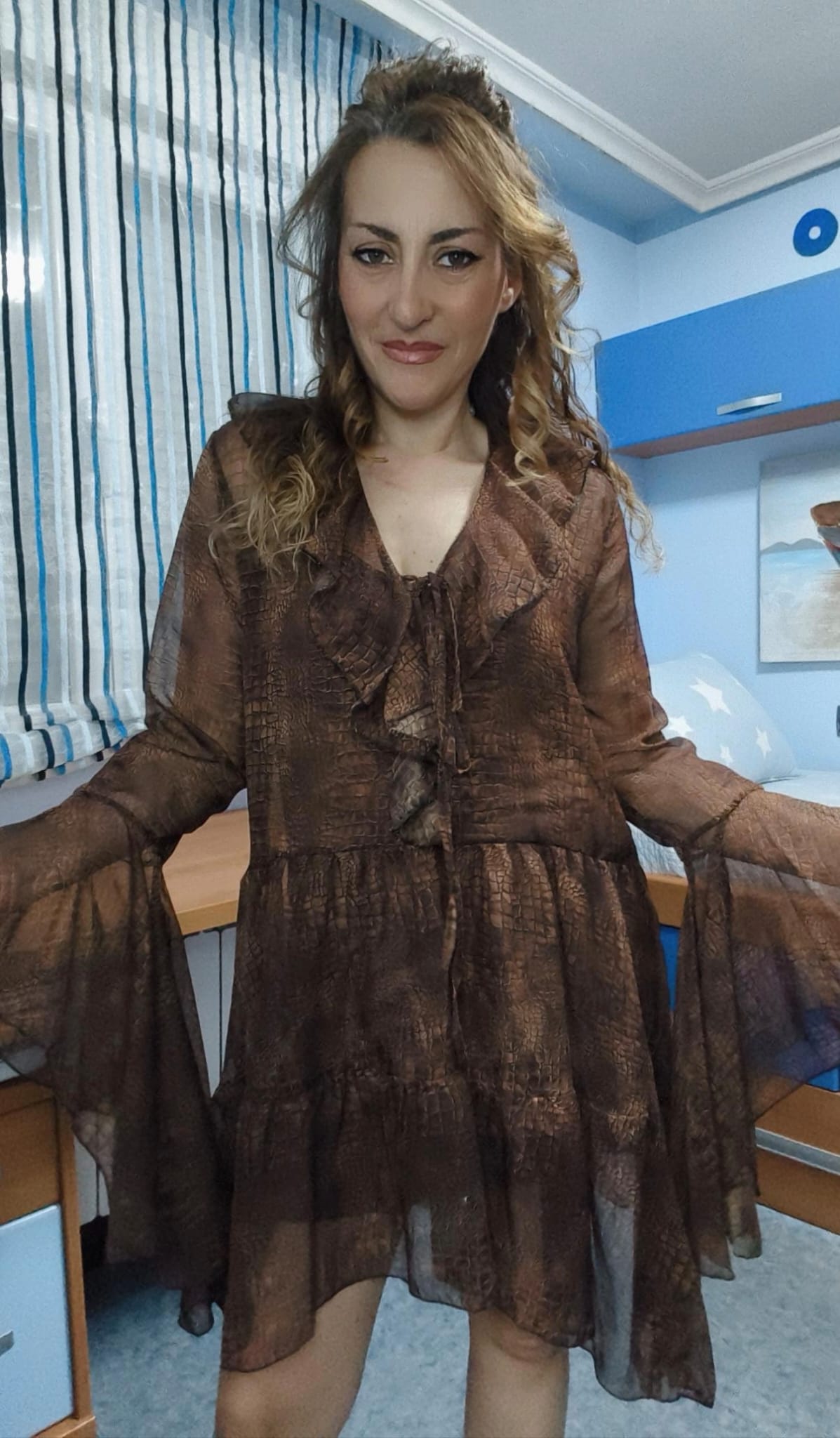 Vestido gasa Marrón - Imagen 2